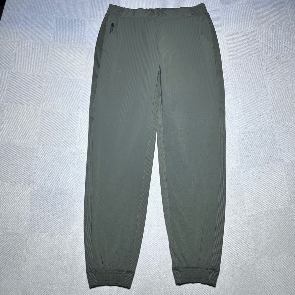 Athleta Textured Brooklyn Jogger Women 8 Tapered Ribbed Active Pants Olive Green